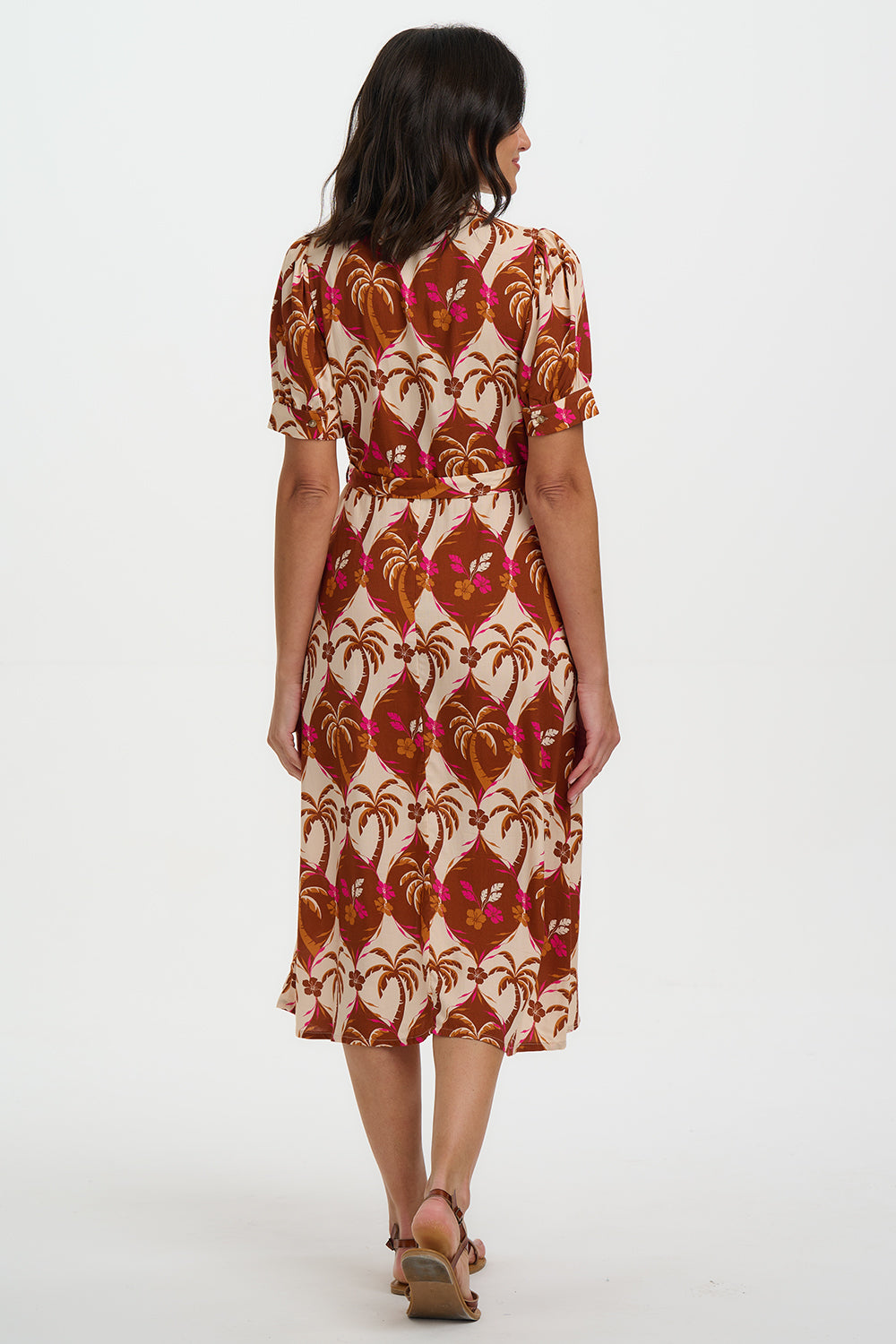 Penelope Midi Shirt Dress - Browns, Palm Waves Tile
