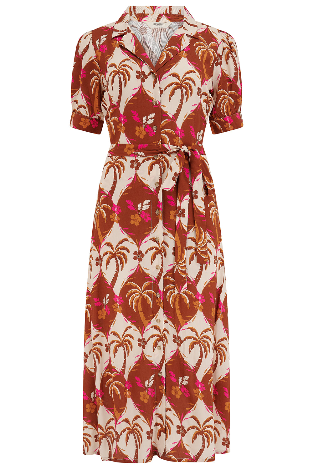 Penelope Midi Shirt Dress - Browns, Palm Waves Tile