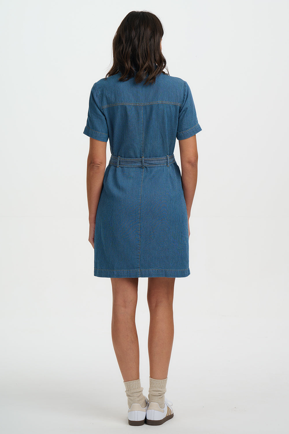 Tasha Mini Dress - Blue Stripe Denim