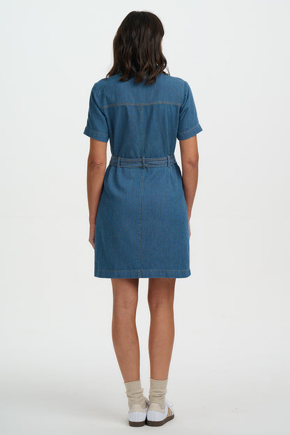 Tasha Mini Dress - Blue Stripe Denim
