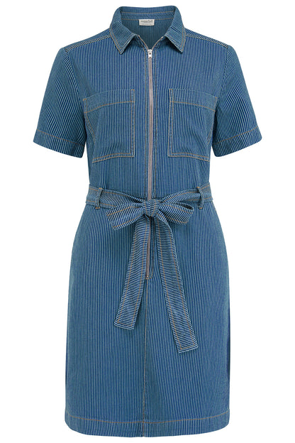 Tasha Mini Dress - Blue Stripe Denim