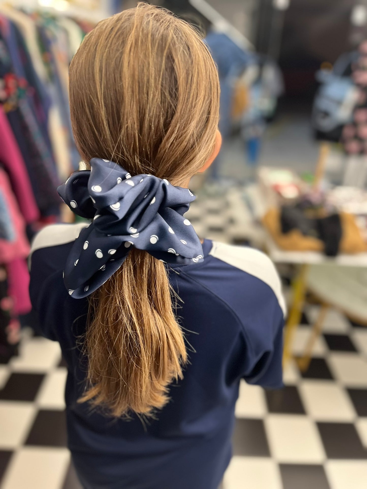 GIANT SCRUNCHIES - BLUE POLKA DOT