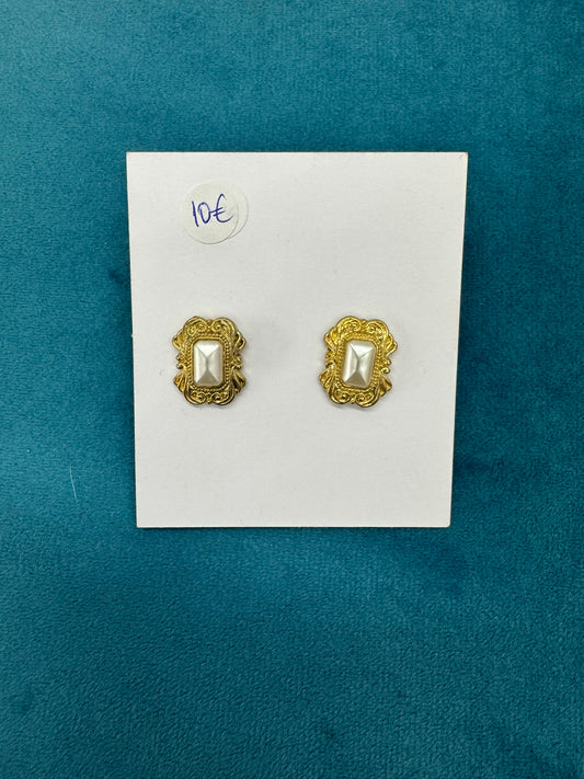 Σκουλαρίκια - earrings gold plated steel mirror white/gold