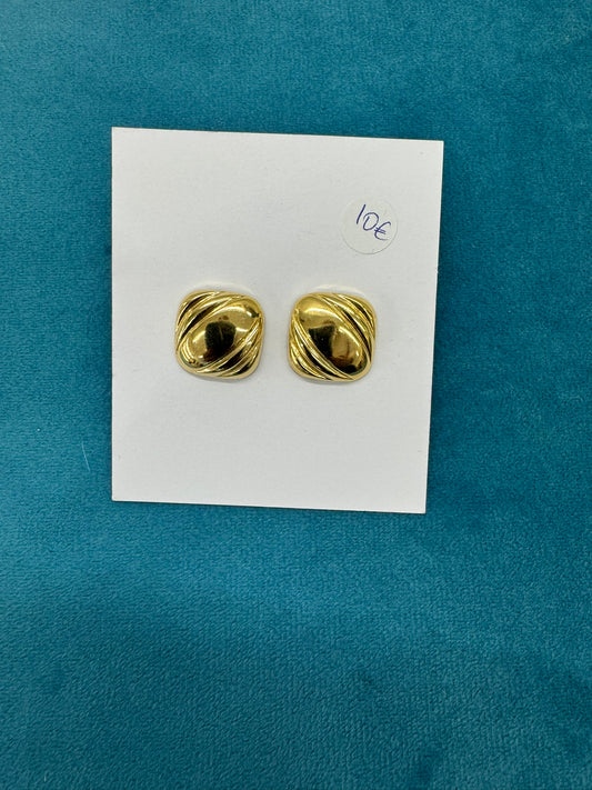Σκουλαρίκια - earrings gold plated steel square