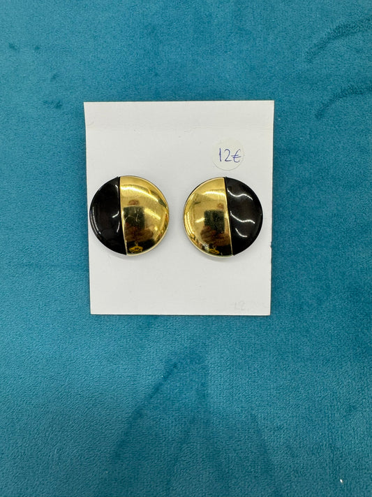 Σκουλαρίκια - earrings gold plated steel half black half gold