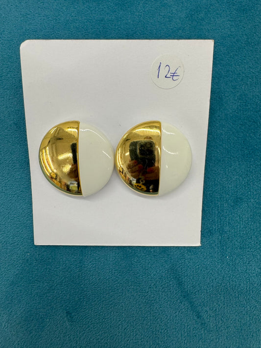Σκουλαρίκια - earrings gold plated steel half white half gold