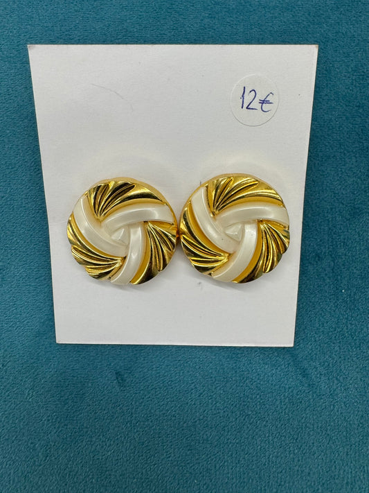 Σκουλαρίκια - earrings gold plated steel spiral white/gold