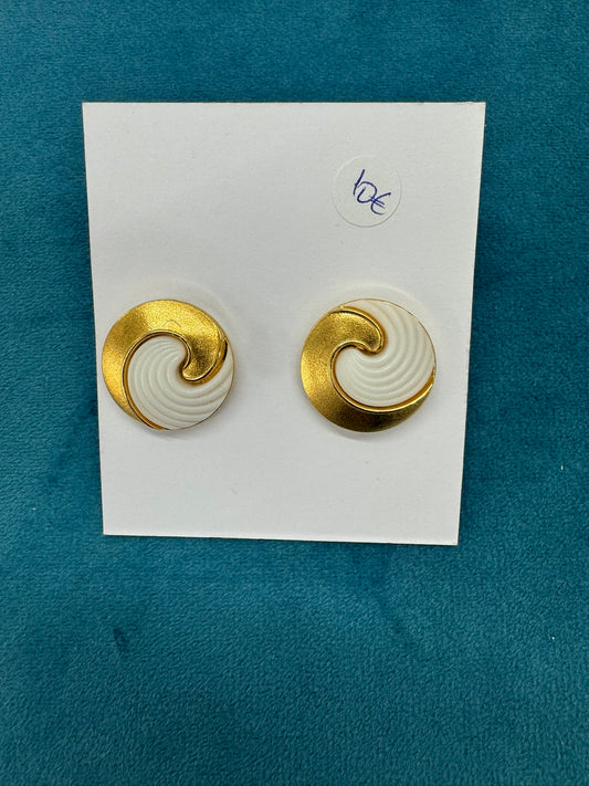 Σκουλαρίκια - earrings gold plated steel wide spiral white/gold