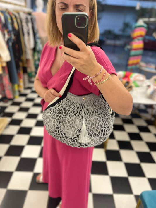 Gray silver bag