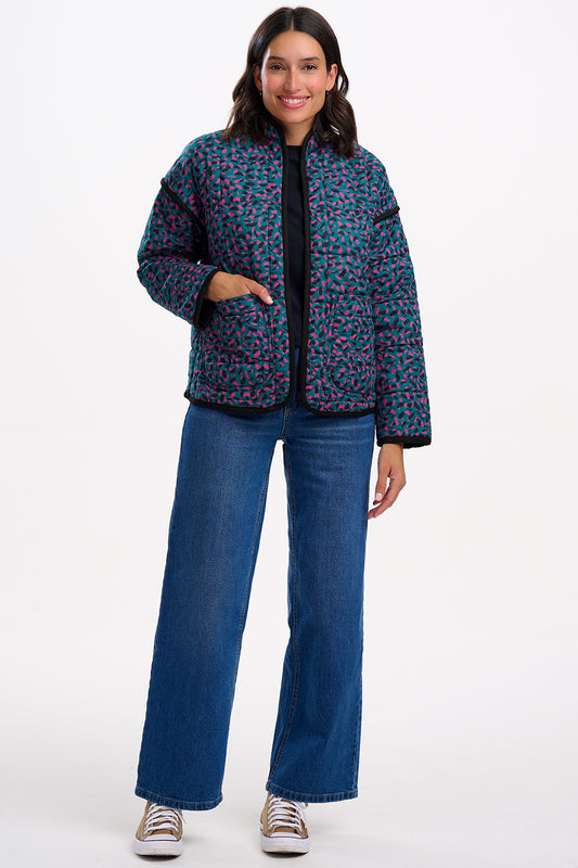 Elowen Quilted Jacket - Green, Layered Spot