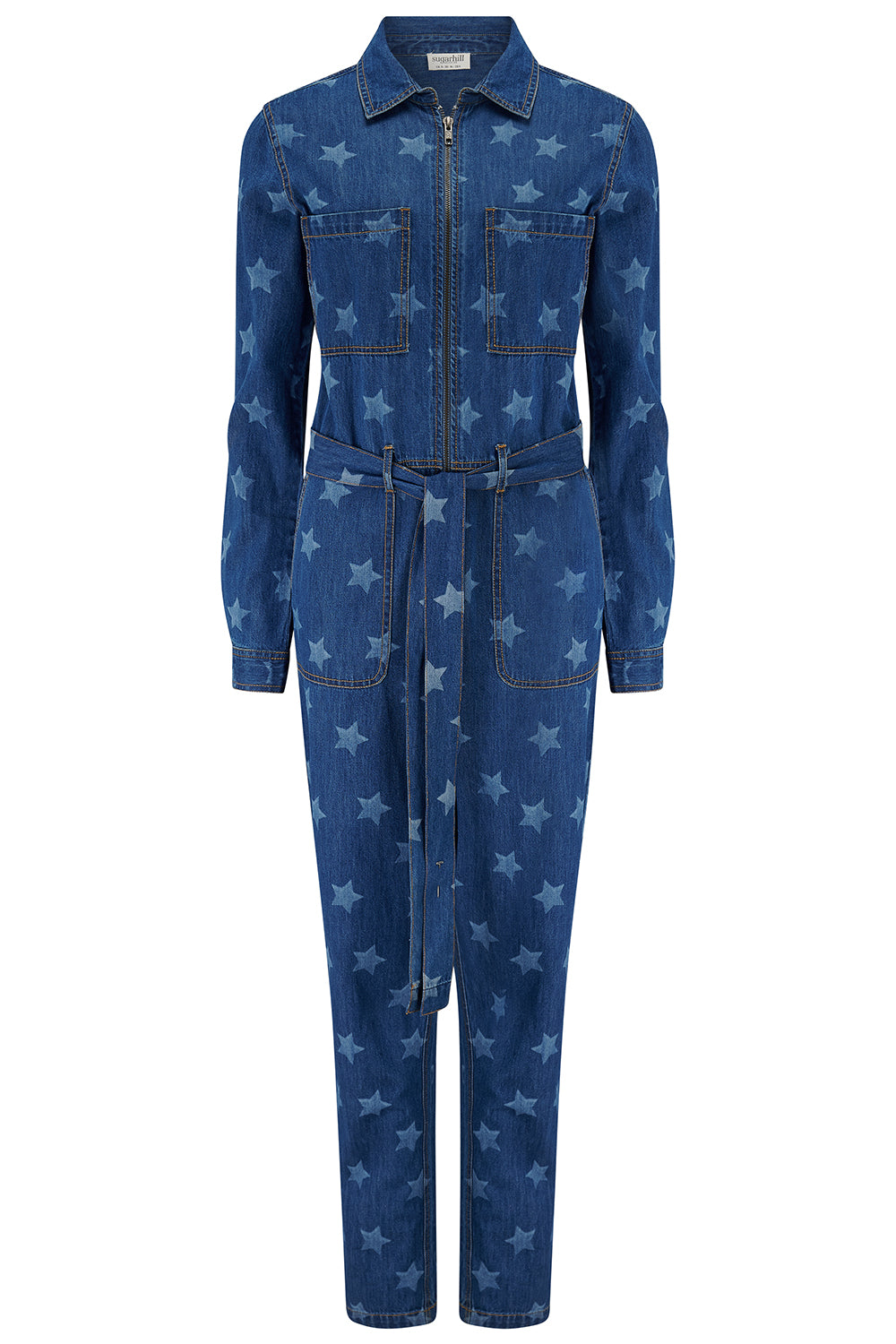 Anwen Boilersuit - Mid Blue Denim, Bleached Stars