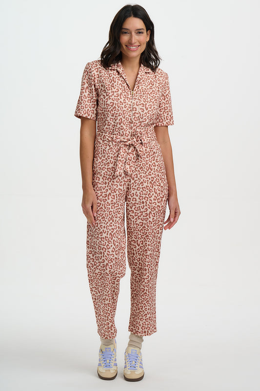 Meredith Boilersuit - Stone, Classic Leopard