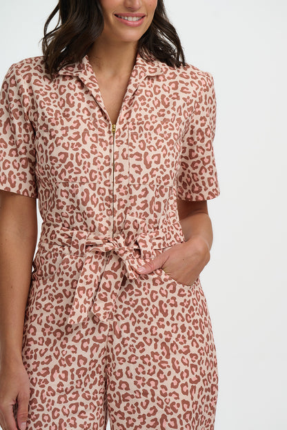 Meredith Boilersuit - Stone, Classic Leopard