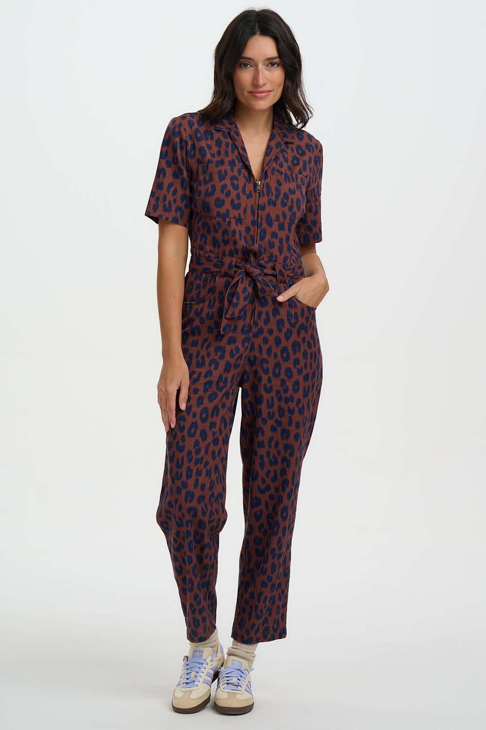 Meredith Boilersuit - Rust/Navy, Ikat Leopard