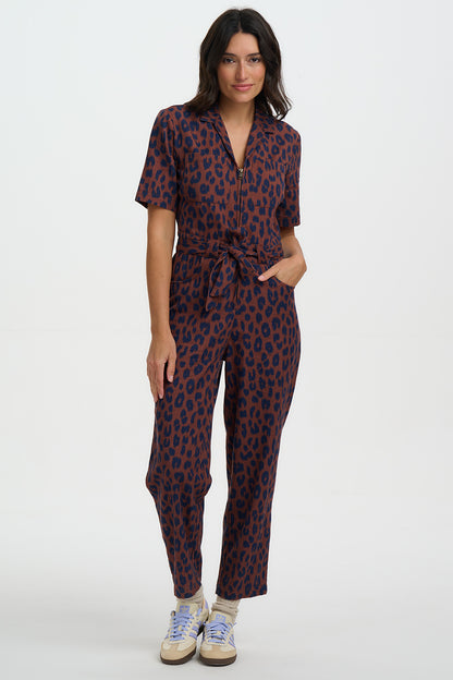Meredith Boilersuit - Rust/Navy, Ikat Leopard