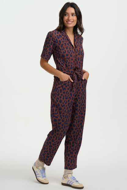Meredith Boilersuit - Rust/Navy, Ikat Leopard