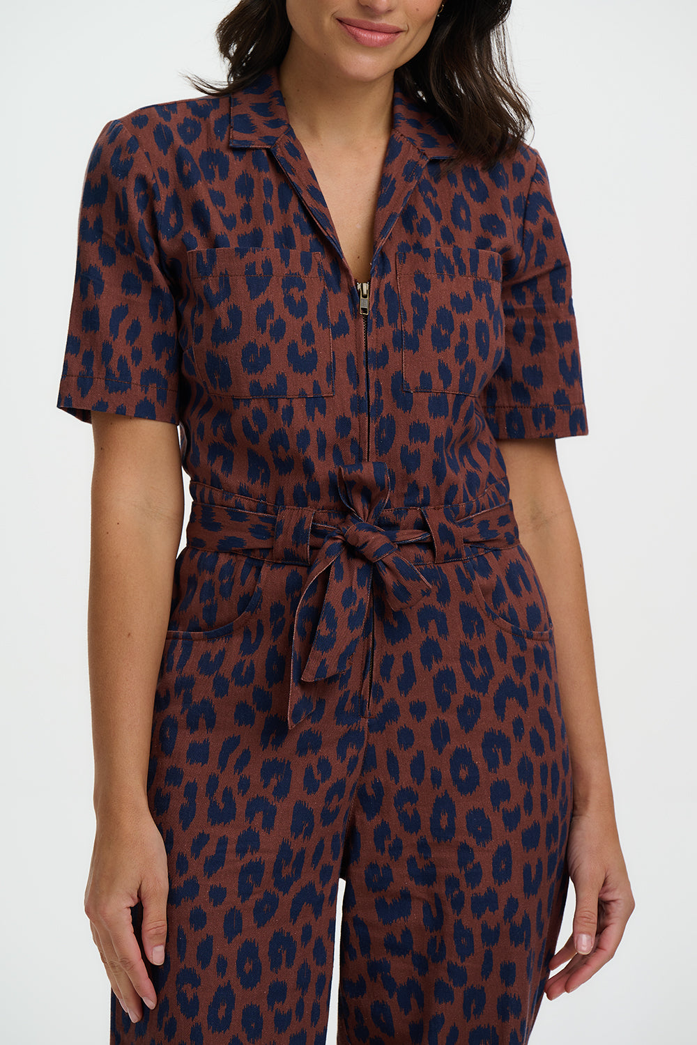 Meredith Boilersuit - Rust/Navy, Ikat Leopard