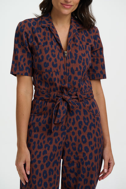 Meredith Boilersuit - Rust/Navy, Ikat Leopard