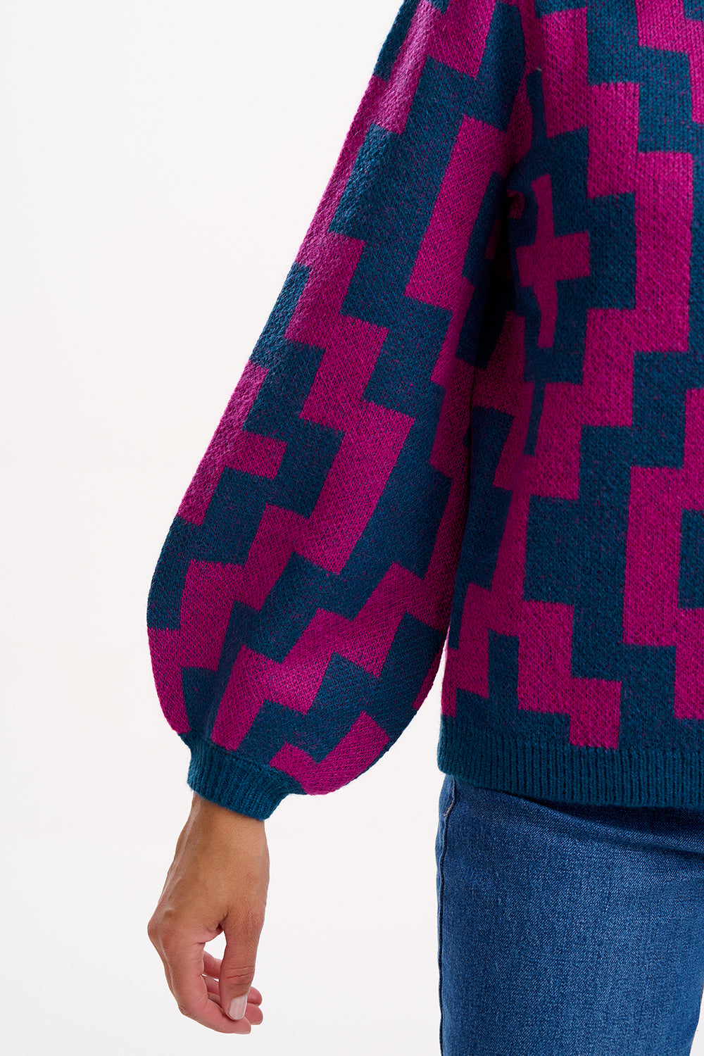 Essie Jumper - Teal/Pink, Folk Diamond