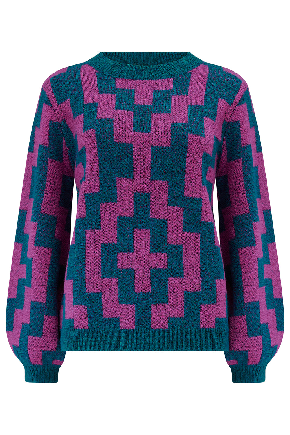 Essie Jumper - Teal/Pink, Folk Diamond