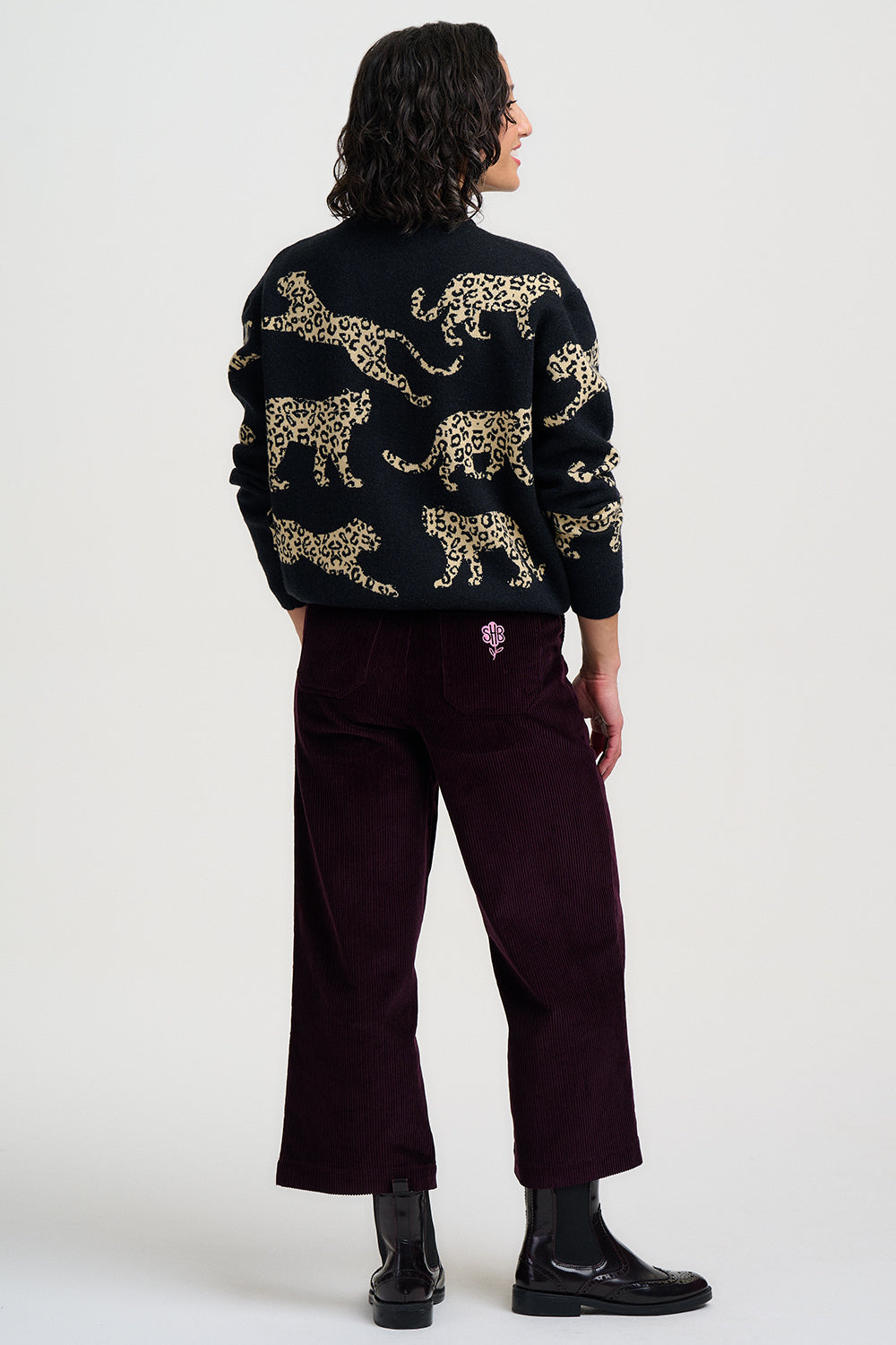 Sugarhill Brighton Solana Μαύρο Πλεκτό Bomber με Leopard