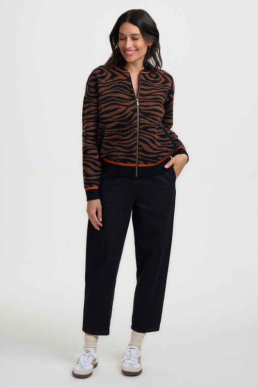 Sugarhill Brighton Solana Πλεκτό Bomber με Tiger Print