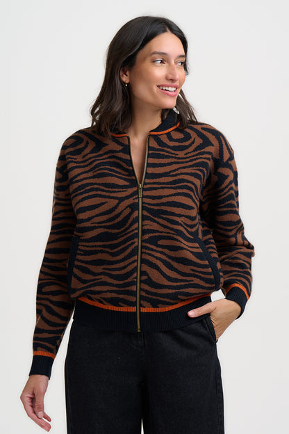 Sugarhill Brighton Solana Πλεκτό Bomber με Tiger Print