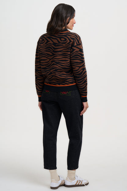 Sugarhill Brighton Solana Πλεκτό Bomber με Tiger Print