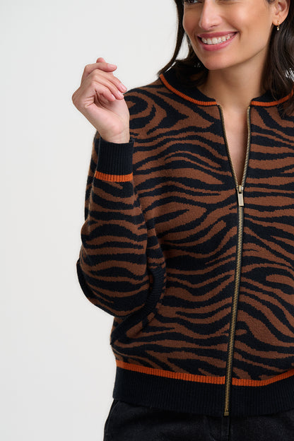Sugarhill Brighton Solana Πλεκτό Bomber με Tiger Print