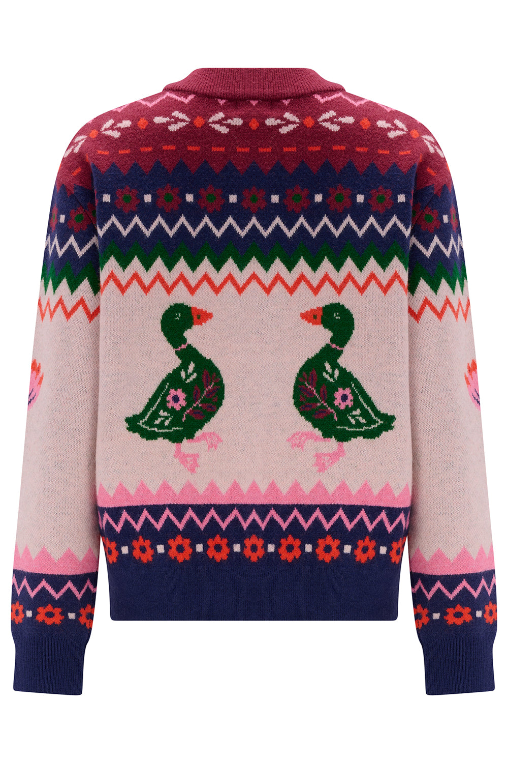 Sugarhill Brighton Solana Ροζ Πλεκτό Bomber με Πάπιες