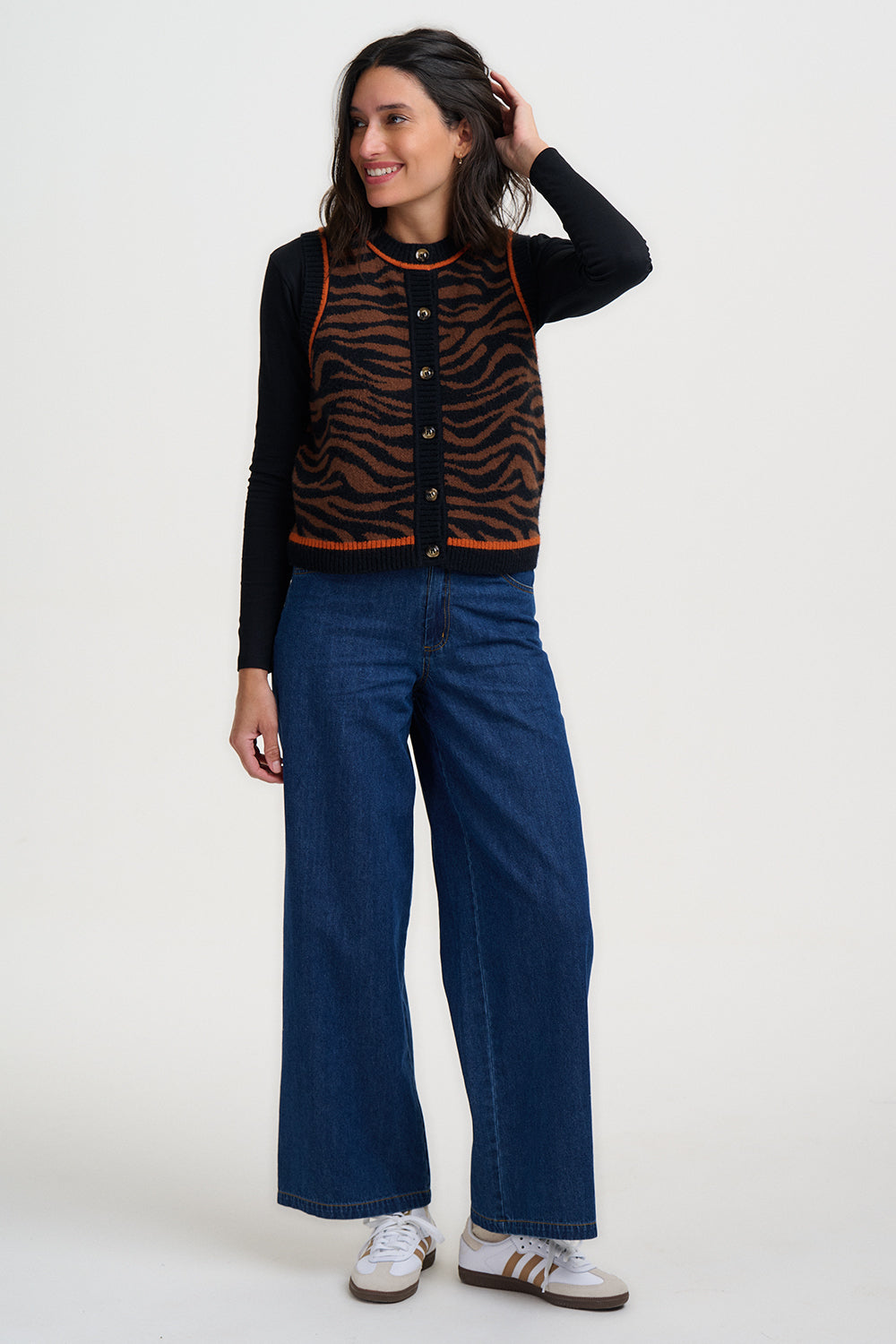 Sugarhill Brighton Natalie Πλεκτό Γιλέκο με Tiger Print