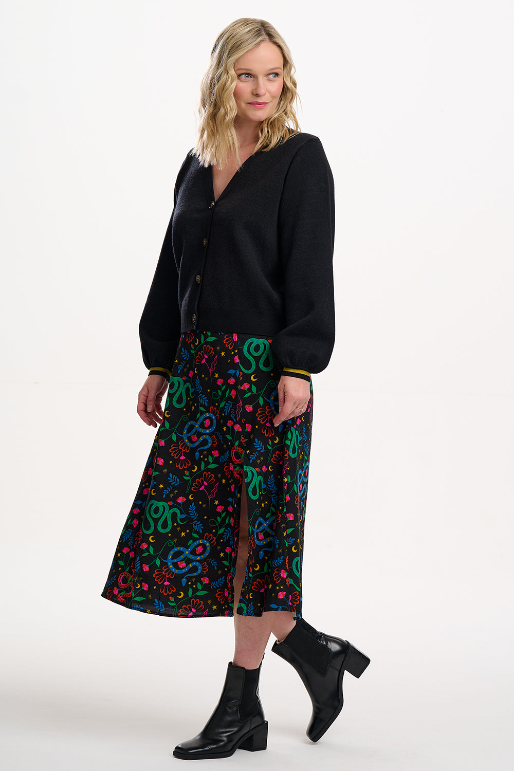 Rosalind Skirt - Black, Zodiac Rainbow Skies