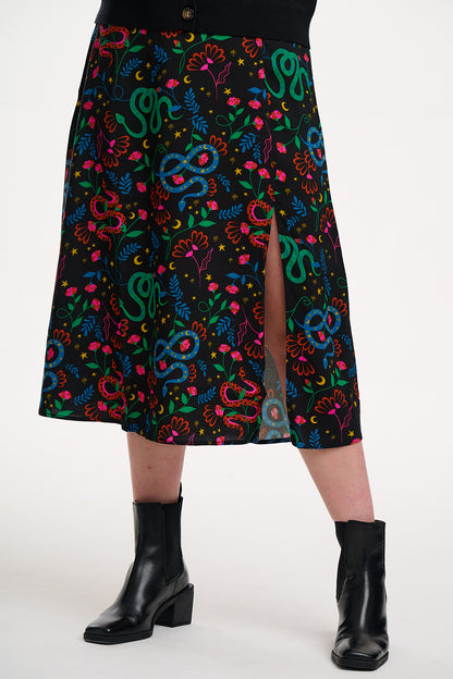 Rosalind Skirt - Black, Zodiac Rainbow Skies