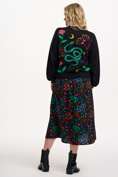 Rosalind Skirt - Black, Zodiac Rainbow Skies