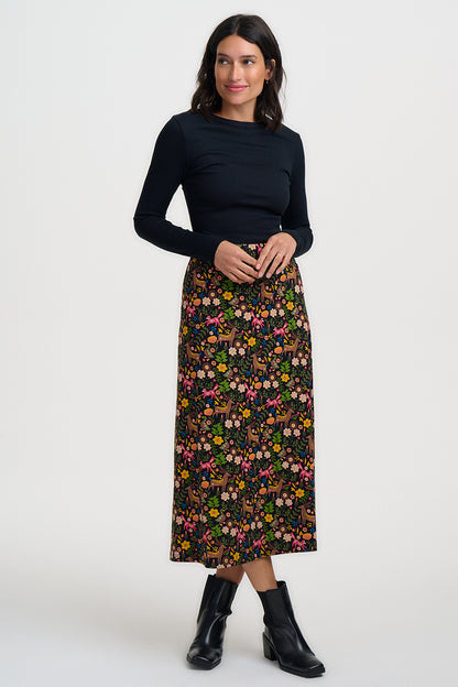 Jayda Jersey Midi Skirt Black Forest