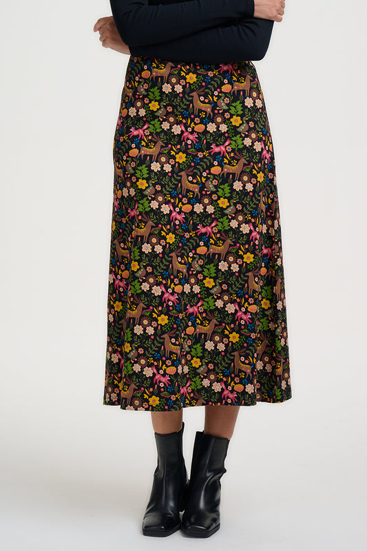 Jayda Jersey Midi Skirt Black Forest