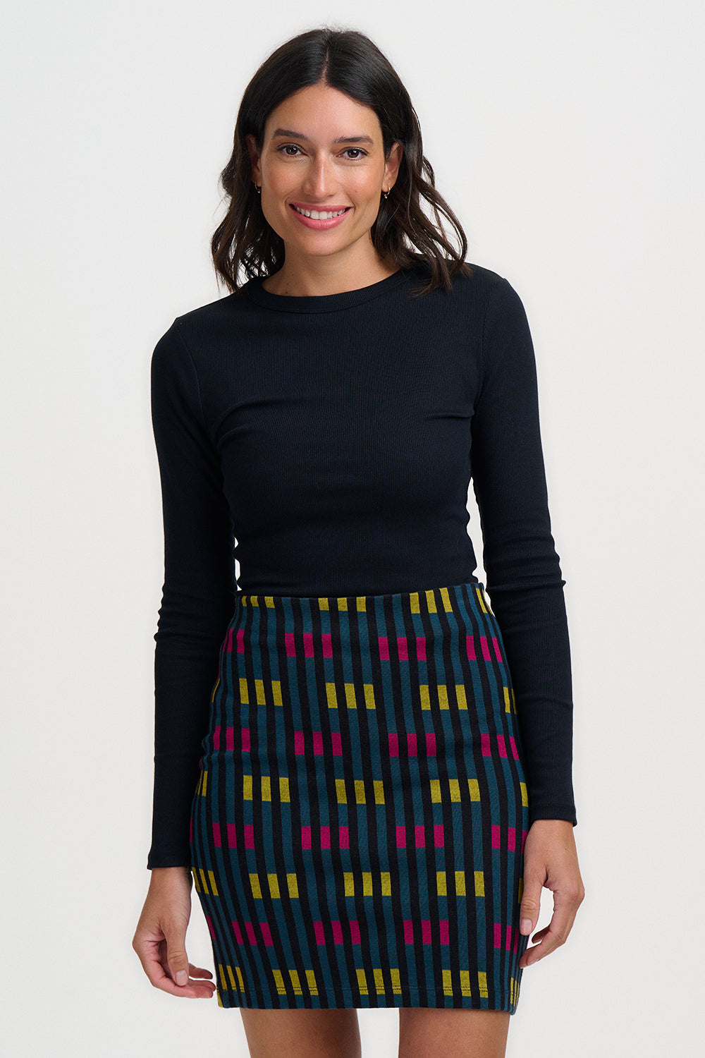 Litzy Jersey Jacquard Short Skirt Petrol Lights