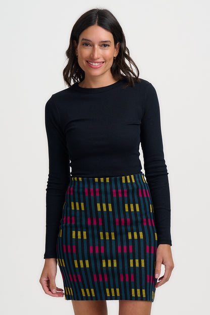 Litzy Jersey Jacquard Short Skirt Petrol Lights