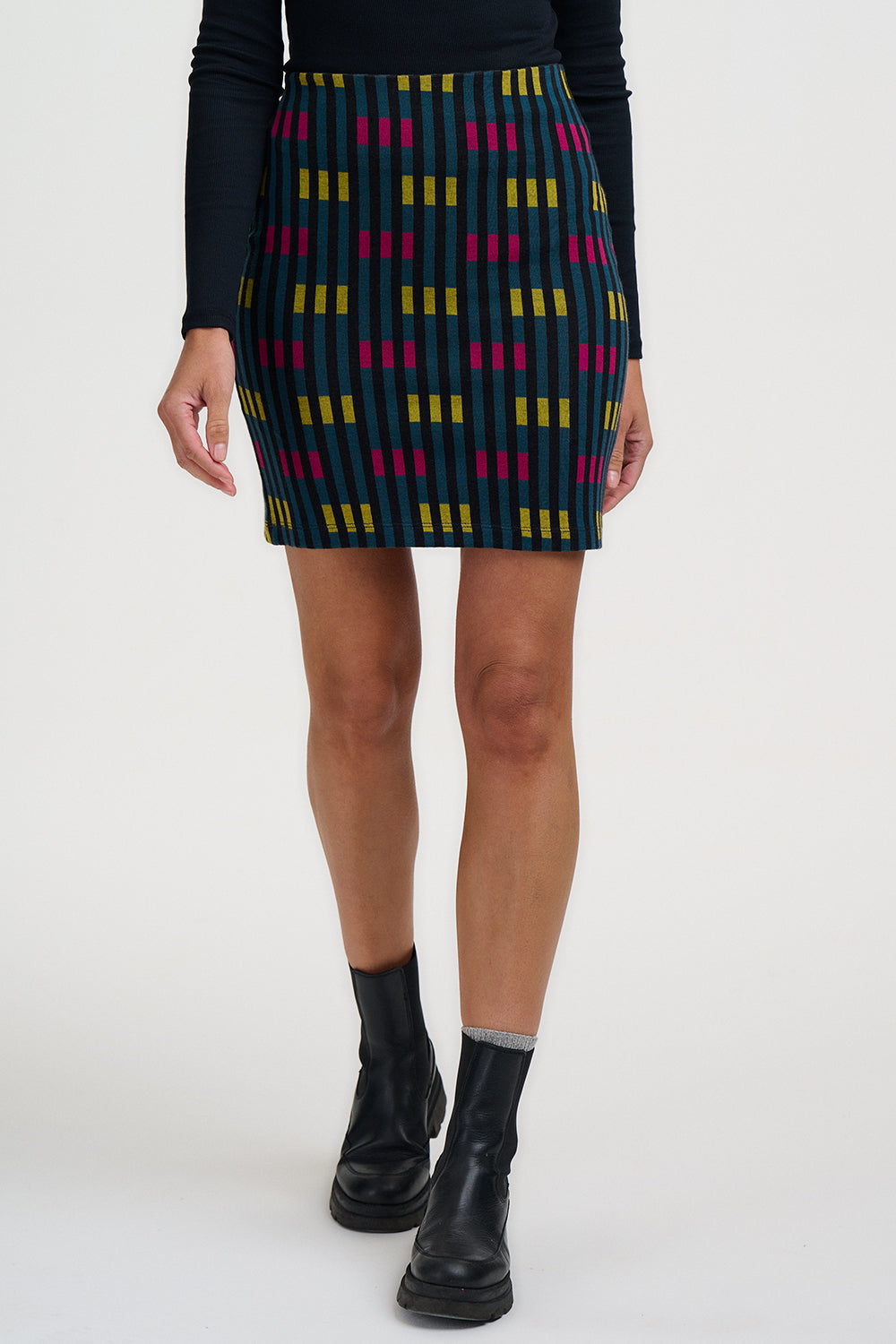 Litzy Jersey Jacquard Short Skirt Petrol Lights