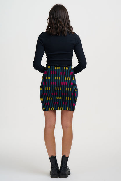 Litzy Jersey Jacquard Short Skirt Petrol Lights
