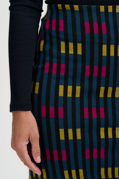 Litzy Jersey Jacquard Short Skirt Petrol Lights
