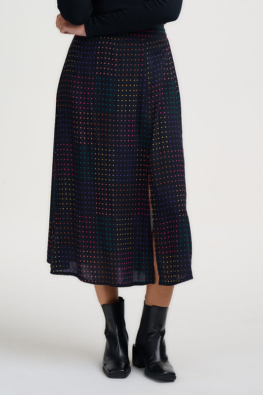 Rosalind Midi Skirt Black Dots