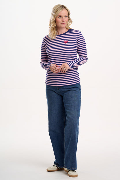 Brunswick Jersey Top - Navy/Lilac, Ombre Heart