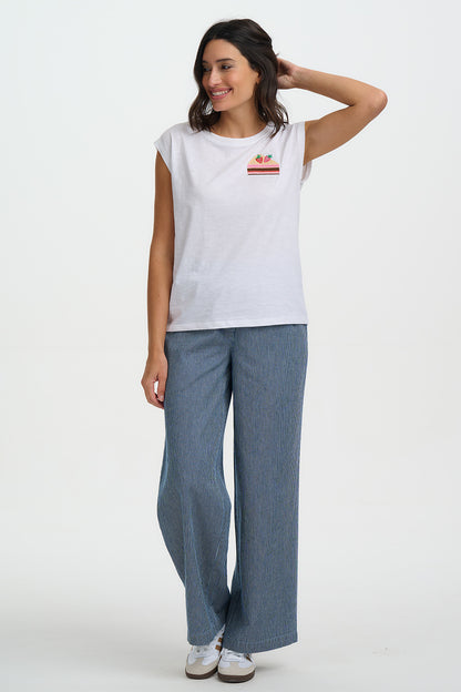 Chrissy Relaxed Tank T-Shirt - White, Cake