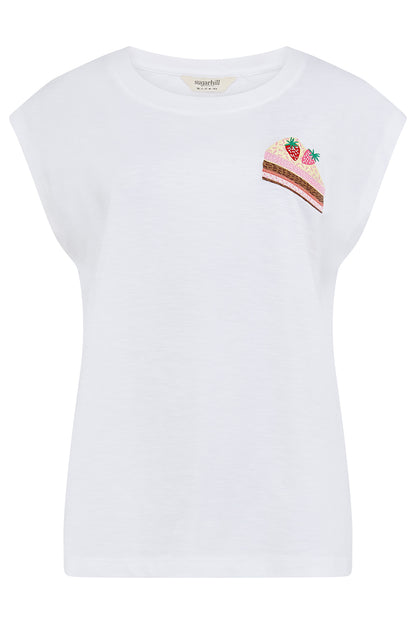 Chrissy Relaxed Tank T-Shirt - White, Cake