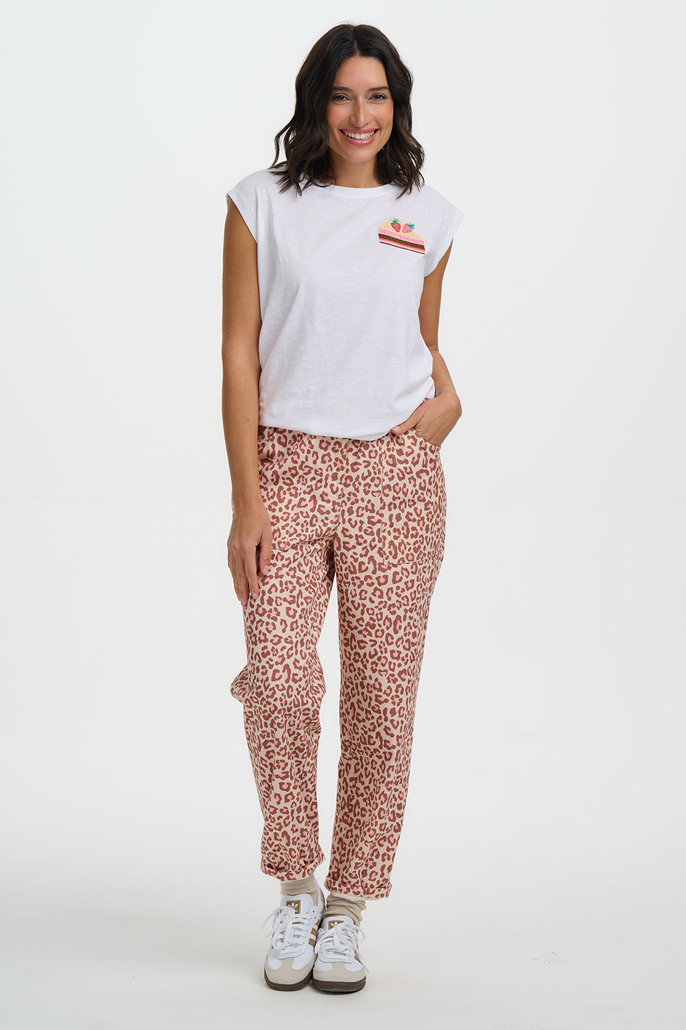 Rowan Trousers - Stone, Classic Leopard