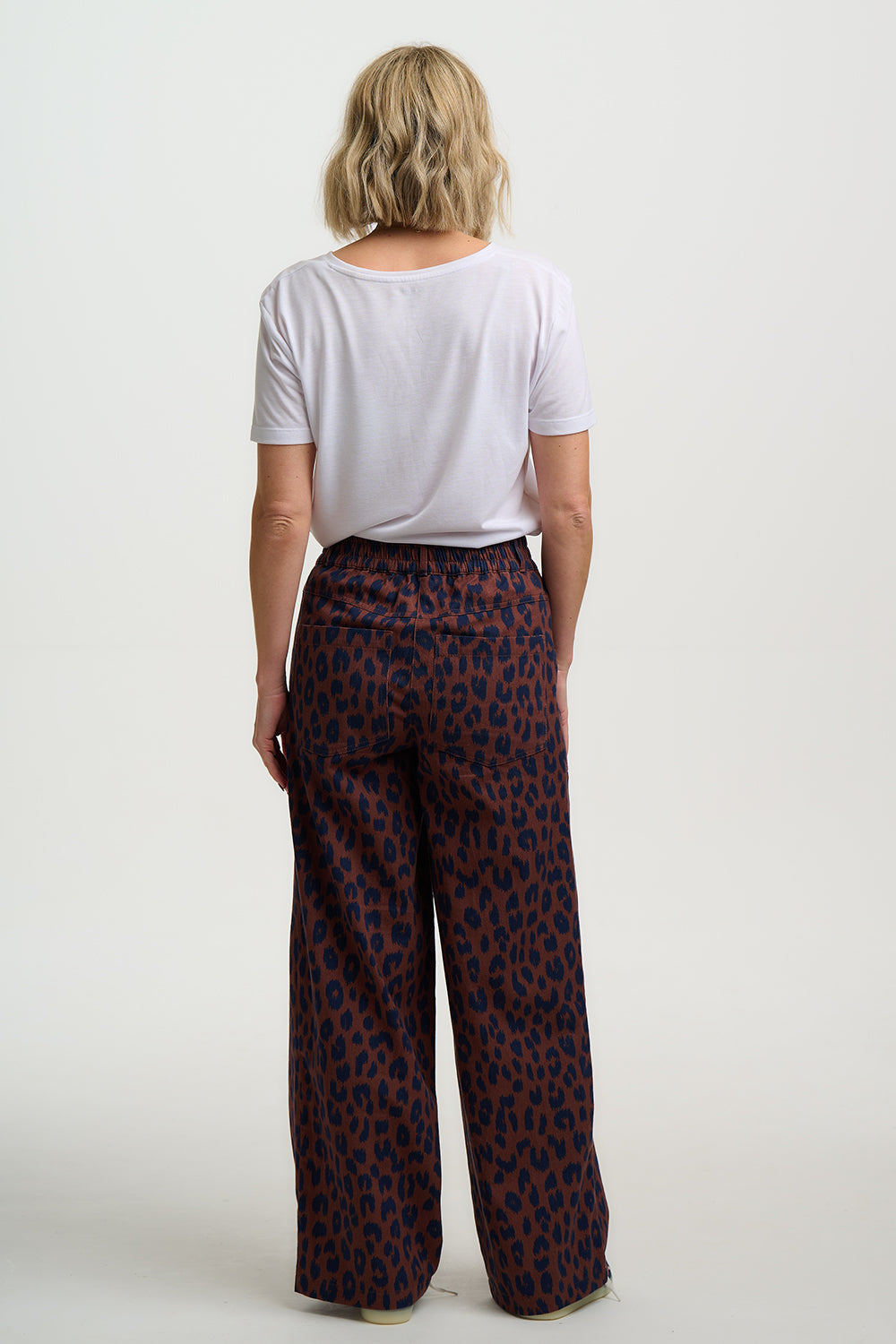 Nica Wide Leg Trousers - Rust/Navy, Ikat Leopard