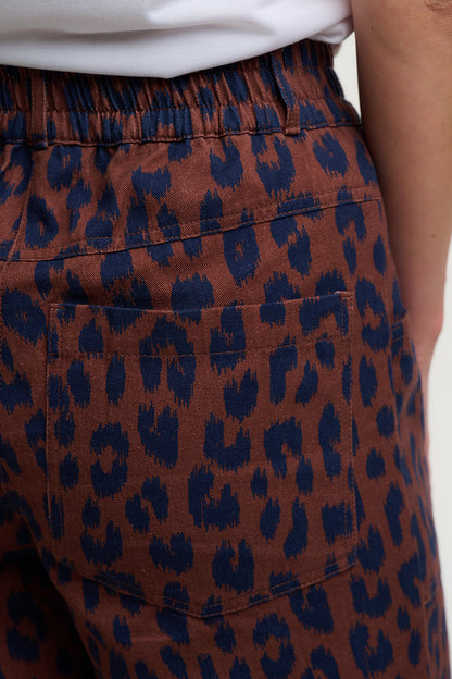Nica Wide Leg Trousers - Rust/Navy, Ikat Leopard