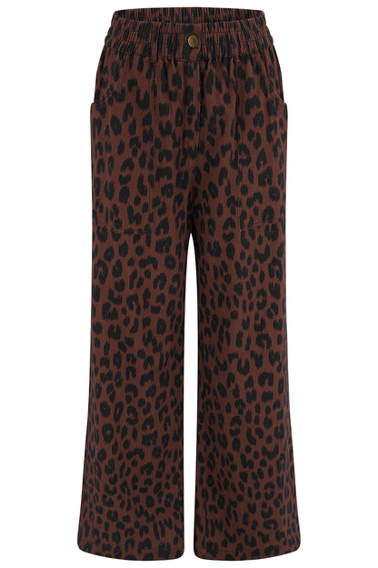 Nica Wide Leg Trousers - Rust/Navy, Ikat Leopard