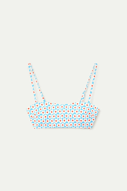 Popcorn Print Straight Bikini Top